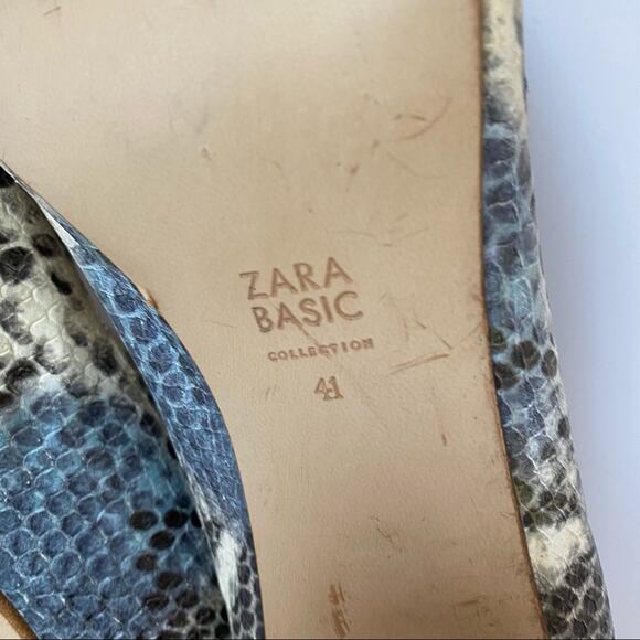Zara Leather Snake Print Lace Up Heels 41/10 - Picture 8 of 8